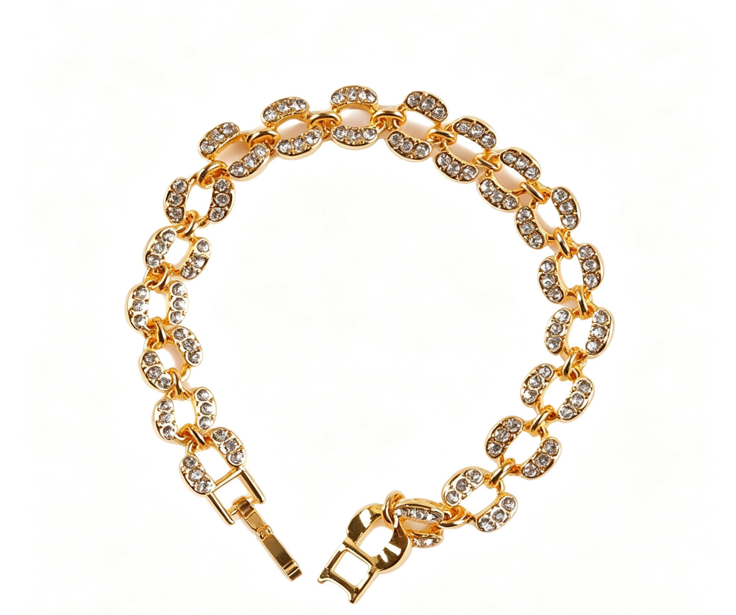 Geometric Rose Gold Alloy Bracelet For Women With Rhinestone Inlay, Perfect Travel Accessory