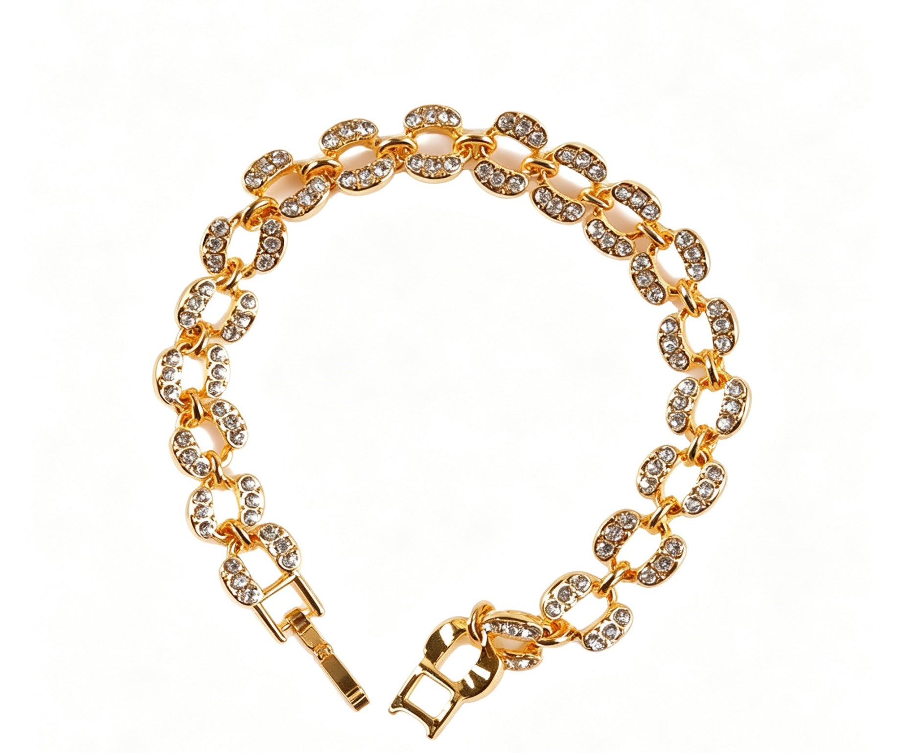 Geometric Rose Gold Alloy Bracelet For Women With Rhinestone Inlay, Perfect Travel Accessory