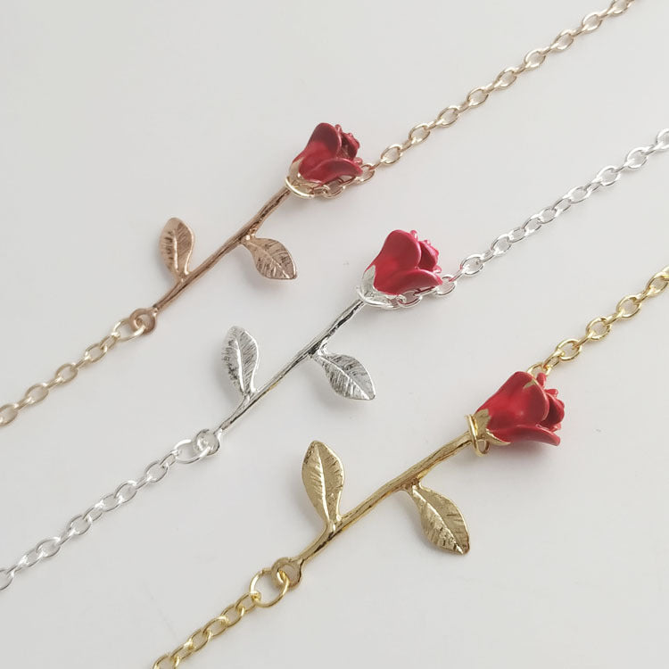 Sweet Rose Gold Electroplated Zinc Alloy Bracelet For Women