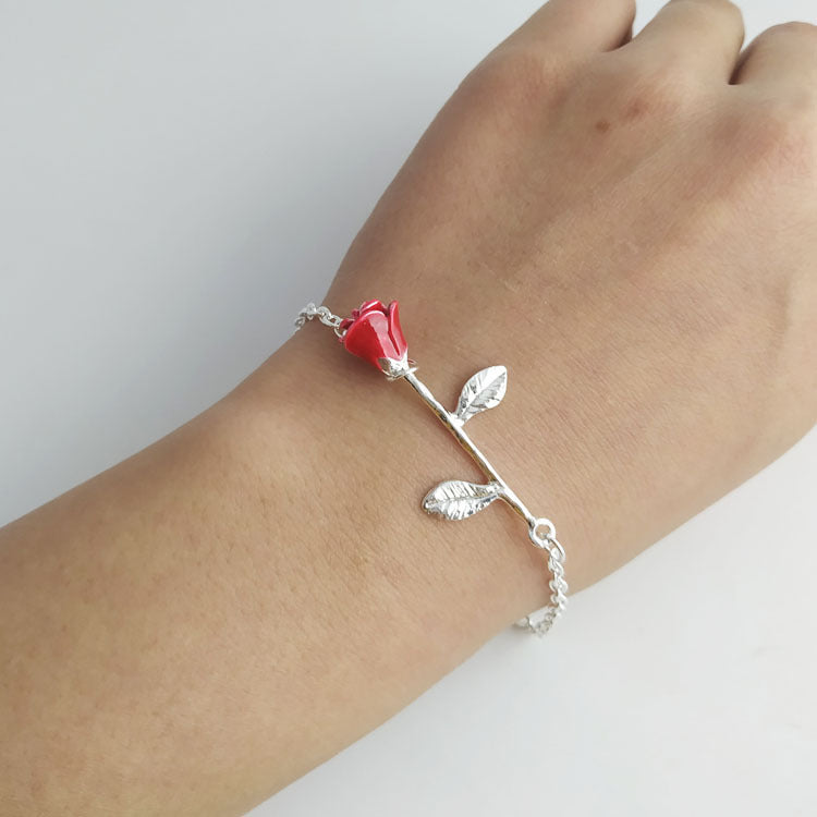 Sweet Rose Gold Electroplated Zinc Alloy Bracelet For Women