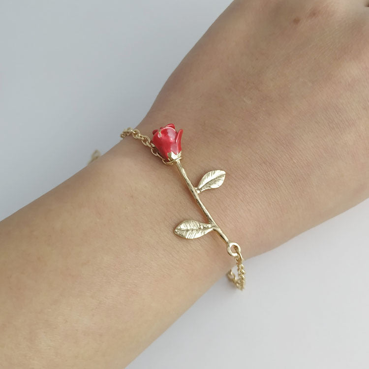 Sweet Rose Gold Electroplated Zinc Alloy Bracelet For Women