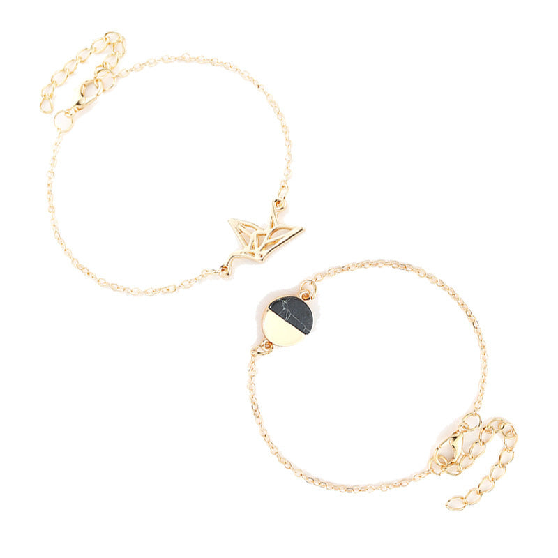 Three-dimensional Geometric Gold Zinc Alloy Bracelet With Electroplated Finish, Stylish Couple Jewelry