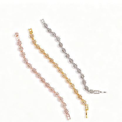 Geometric Rose Gold Bracelet For Women With KC Golden Plated Alloy And Rhinestone Inlay