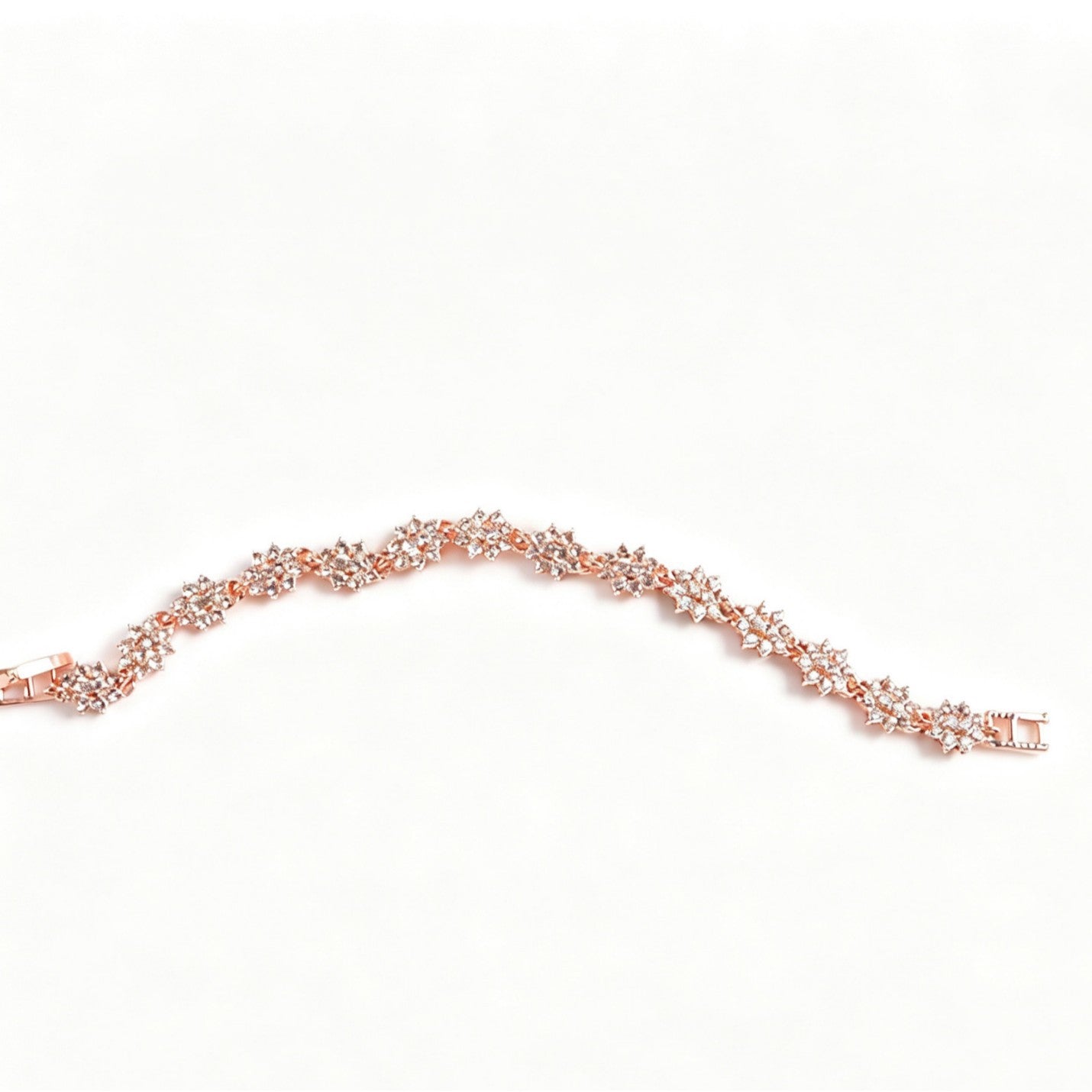 Geometric Rose Gold Bracelet For Women With KC Golden Plated Alloy And Rhinestone Inlay