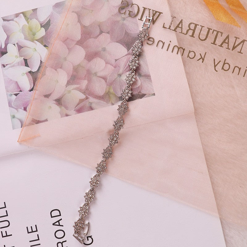 Geometric Rose Gold Bracelet For Women With KC Golden Plated Alloy And Rhinestone Inlay