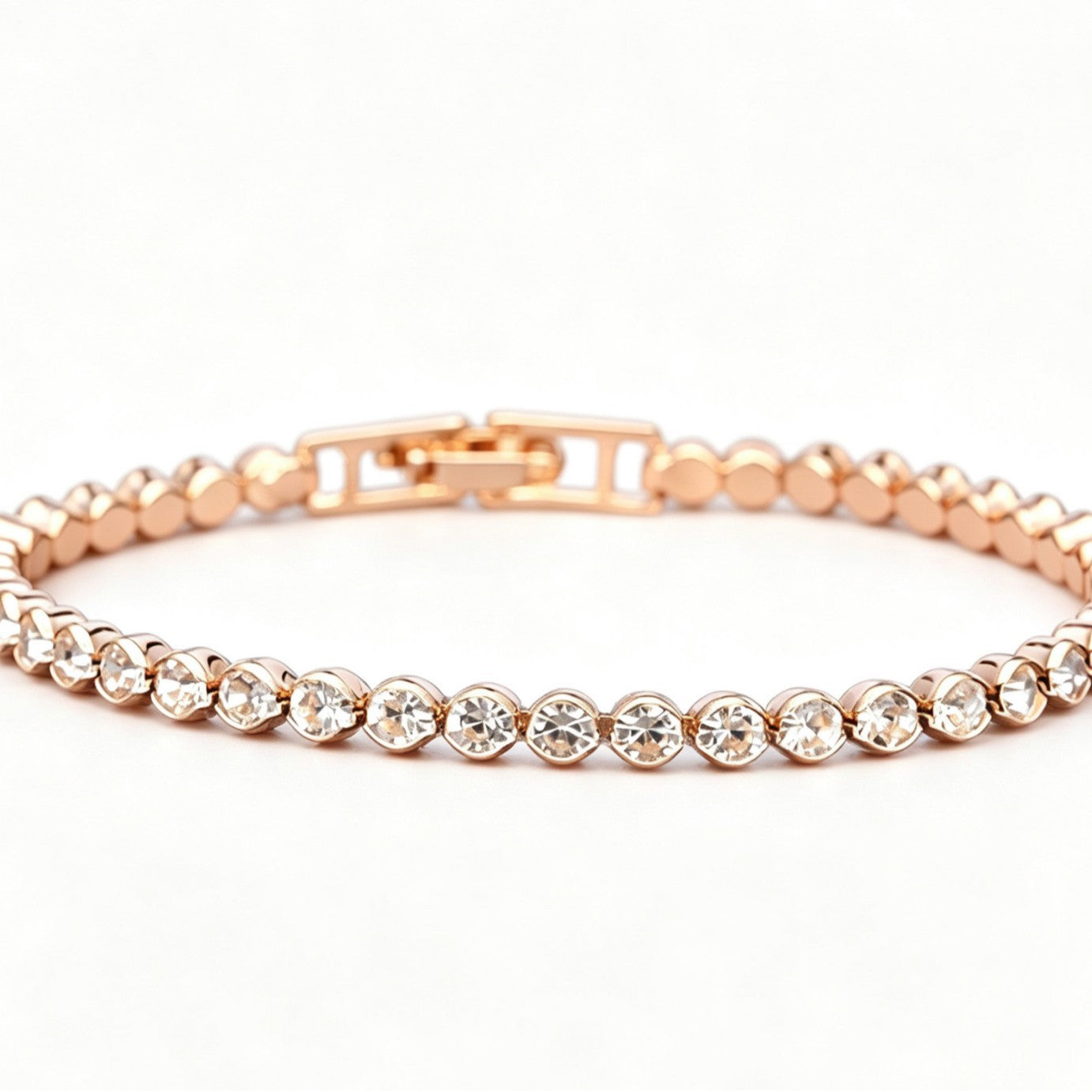 Sweet Geometric Gold Alloy Bracelet For Women With Silver Plated Finish And Crystal Inlay
