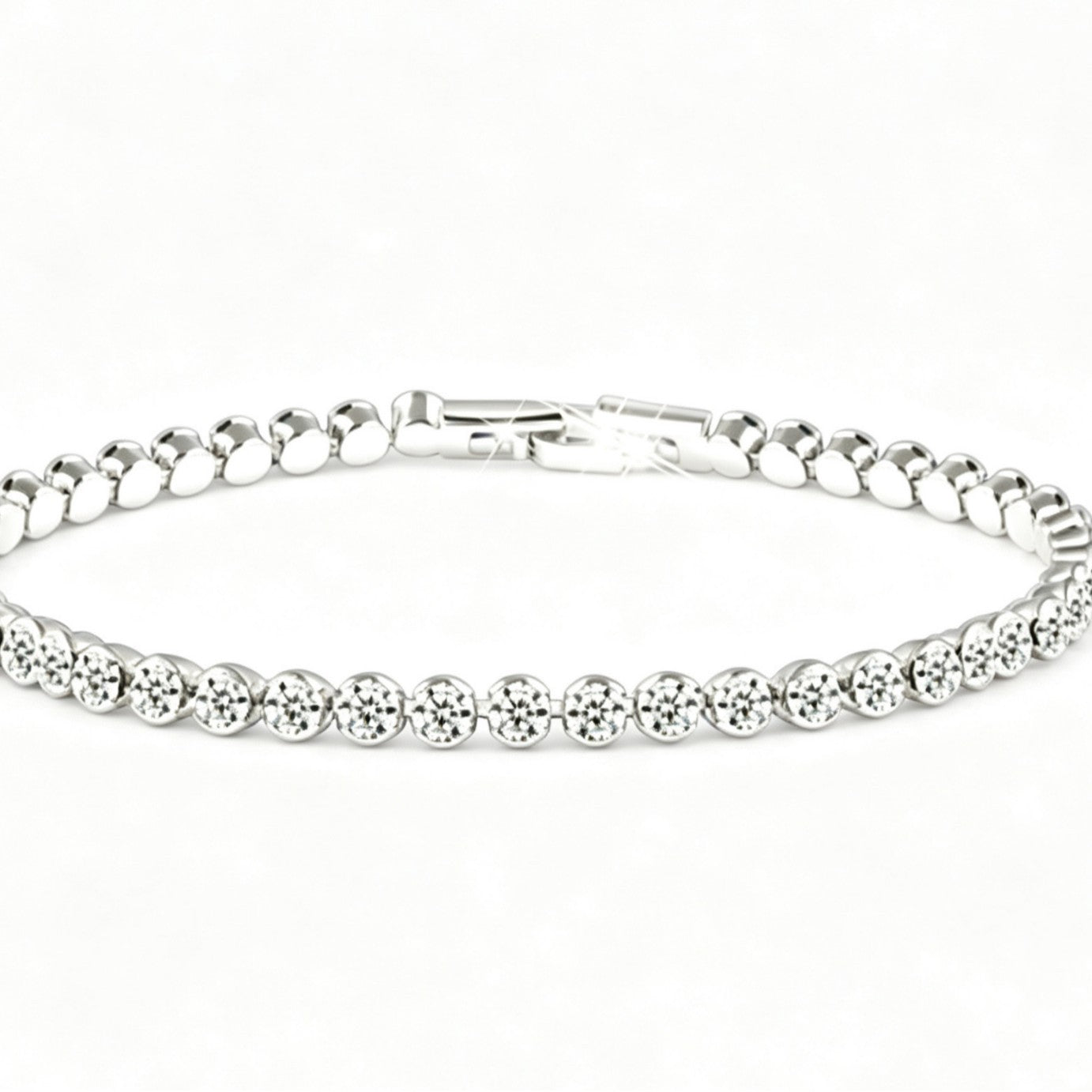 Sweet Geometric Gold Alloy Bracelet For Women With Silver Plated Finish And Crystal Inlay