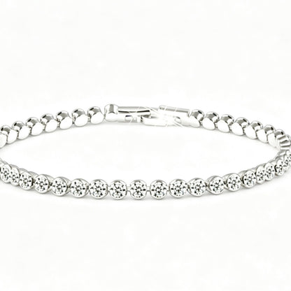 Sweet Geometric Gold Alloy Bracelet For Women With Silver Plated Finish And Crystal Inlay