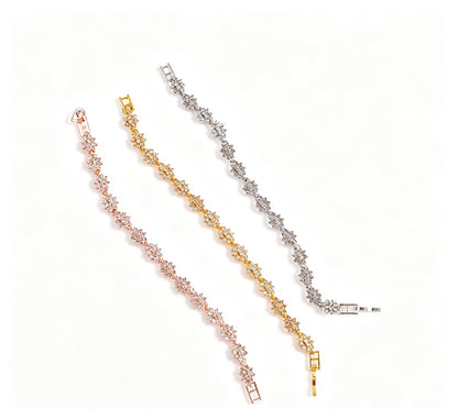 Geometric Rose Gold Bracelet For Women With KC Golden Plated Alloy And Rhinestone Inlay