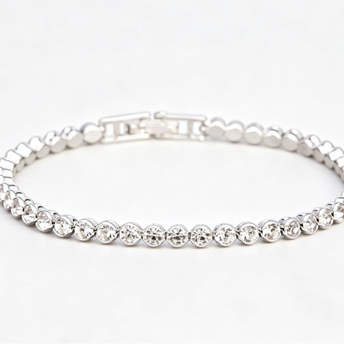 Sweet Geometric Gold Alloy Bracelet For Women With Silver Plated Finish And Crystal Inlay