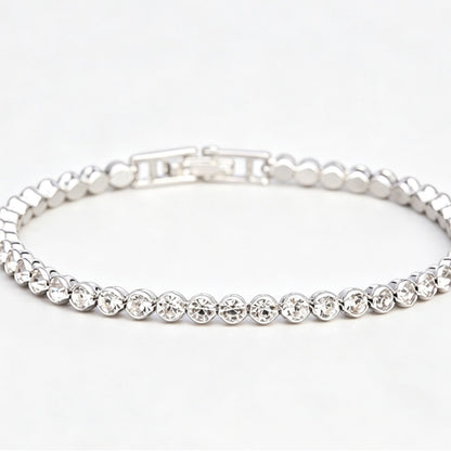 Sweet Geometric Gold Alloy Bracelet For Women With Silver Plated Finish And Crystal Inlay