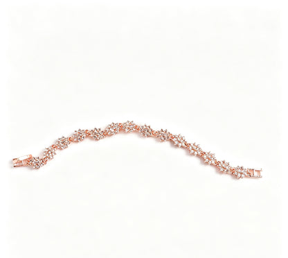 Geometric Rose Gold Bracelet For Women With KC Golden Plated Alloy And Rhinestone Inlay