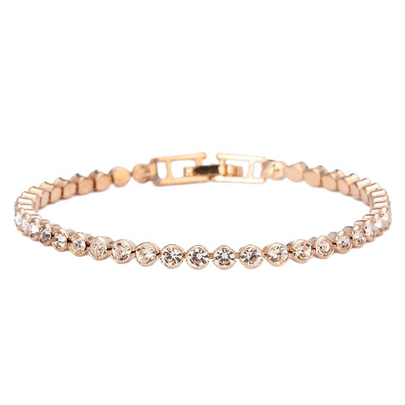 Sweet Geometric Gold Alloy Bracelet For Women With Silver Plated Finish And Crystal Inlay