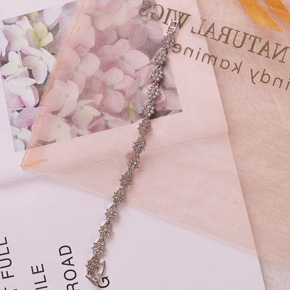 Geometric Rose Gold Bracelet For Women With KC Golden Plated Alloy And Rhinestone Inlay