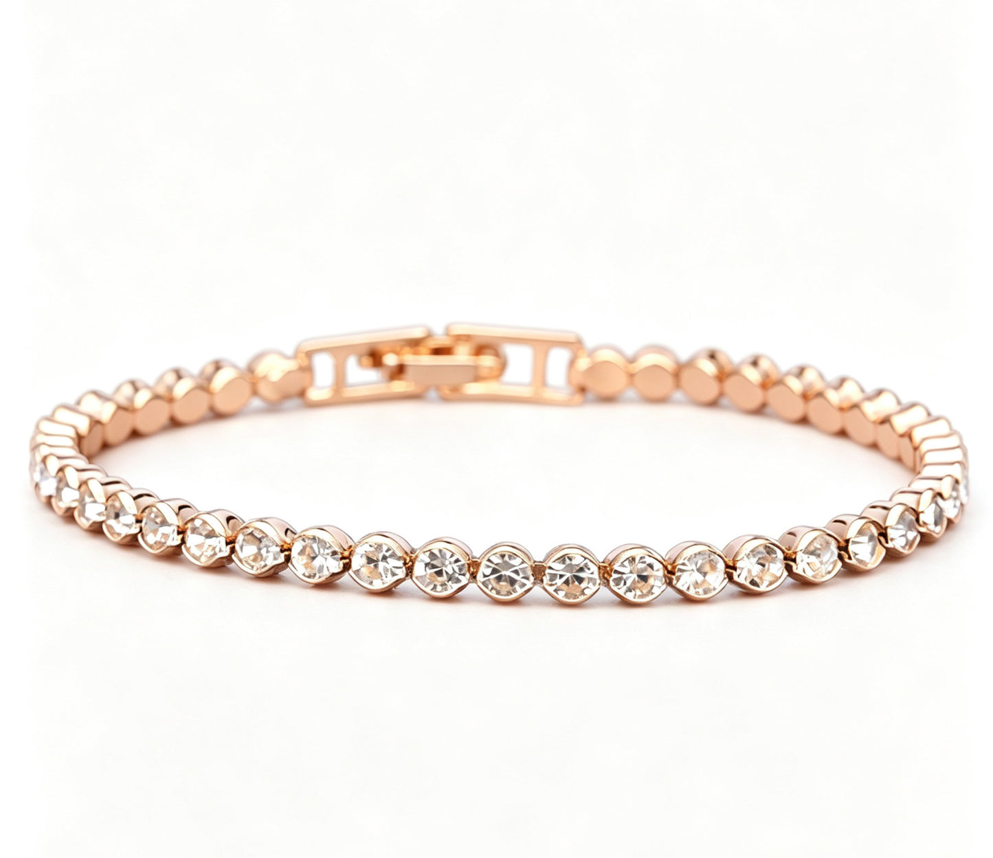 Sweet Geometric Gold Alloy Bracelet For Women With Silver Plated Finish And Crystal Inlay