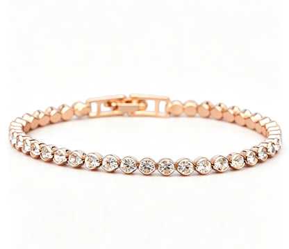 Sweet Geometric Gold Alloy Bracelet For Women With Silver Plated Finish And Crystal Inlay