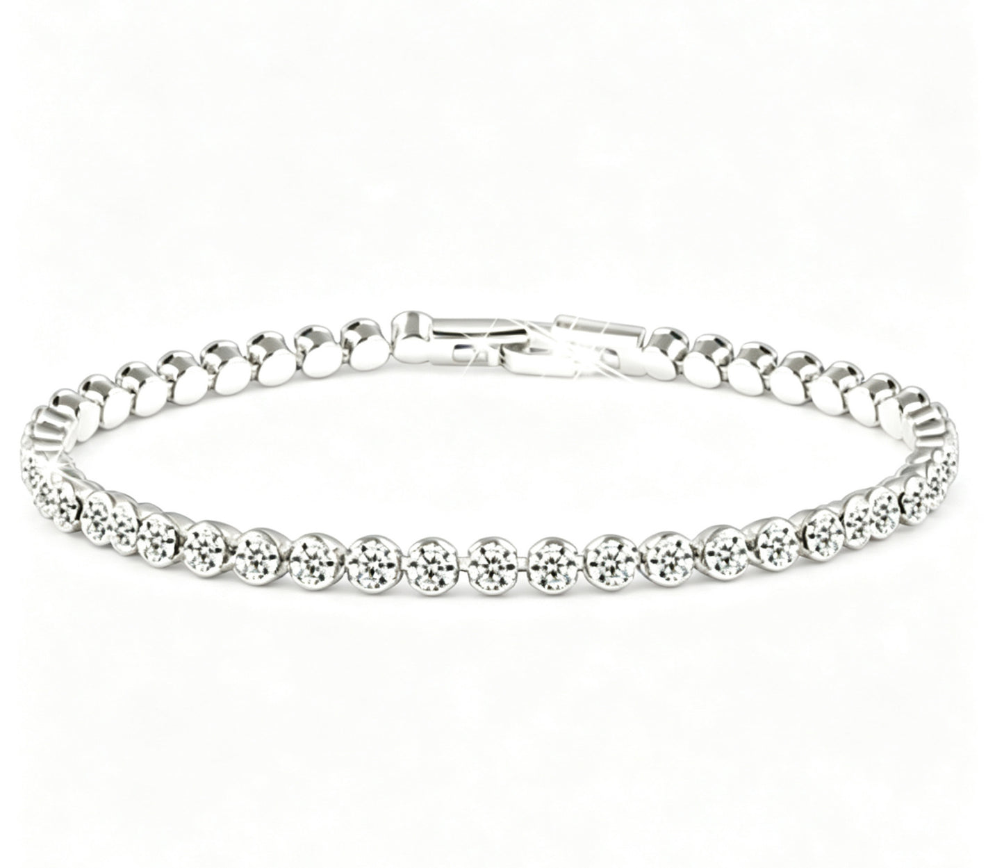Sweet Geometric Gold Alloy Bracelet For Women With Silver Plated Finish And Crystal Inlay