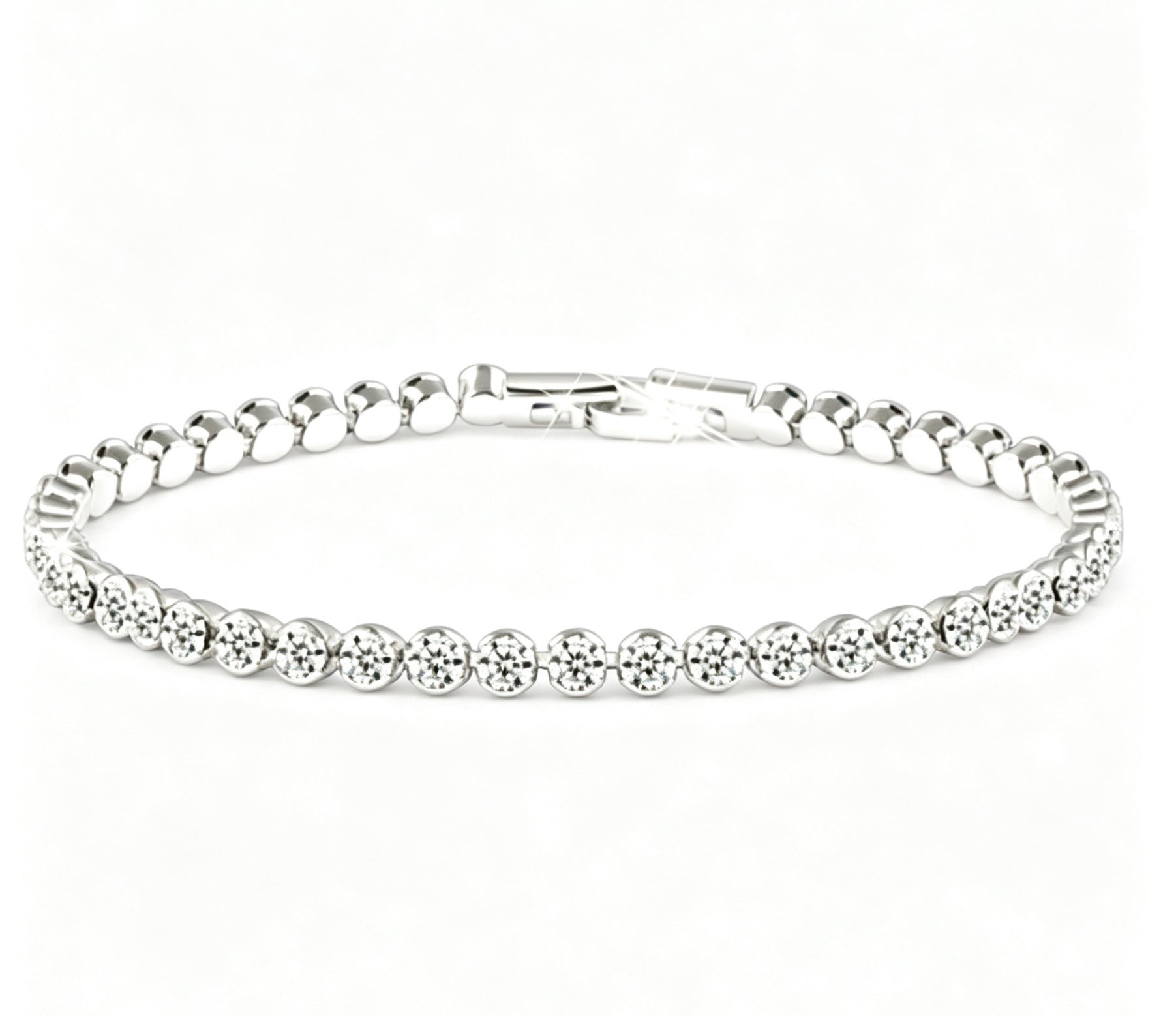 Sweet Geometric Gold Alloy Bracelet For Women With Silver Plated Finish And Crystal Inlay