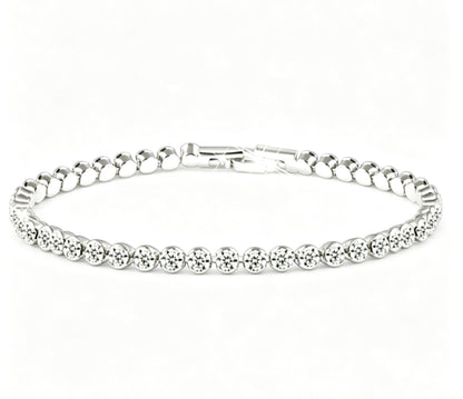 Sweet Geometric Gold Alloy Bracelet For Women With Silver Plated Finish And Crystal Inlay