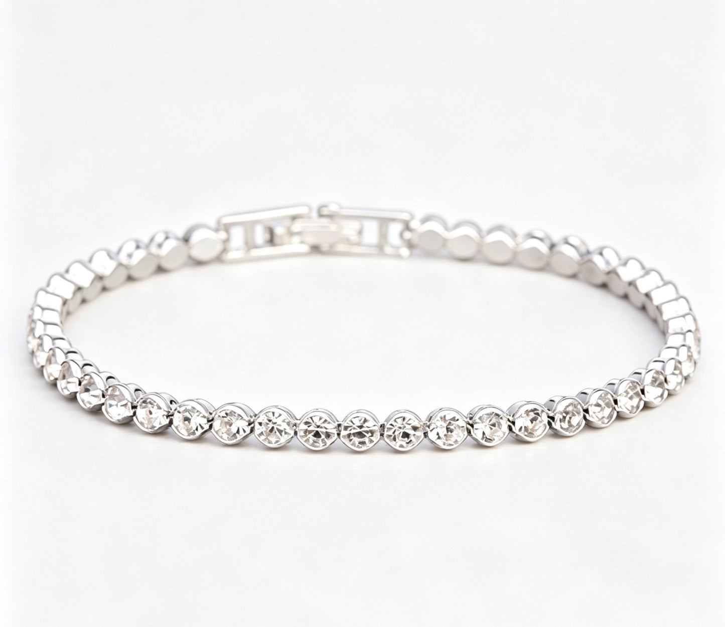 Sweet Geometric Gold Alloy Bracelet For Women With Silver Plated Finish And Crystal Inlay
