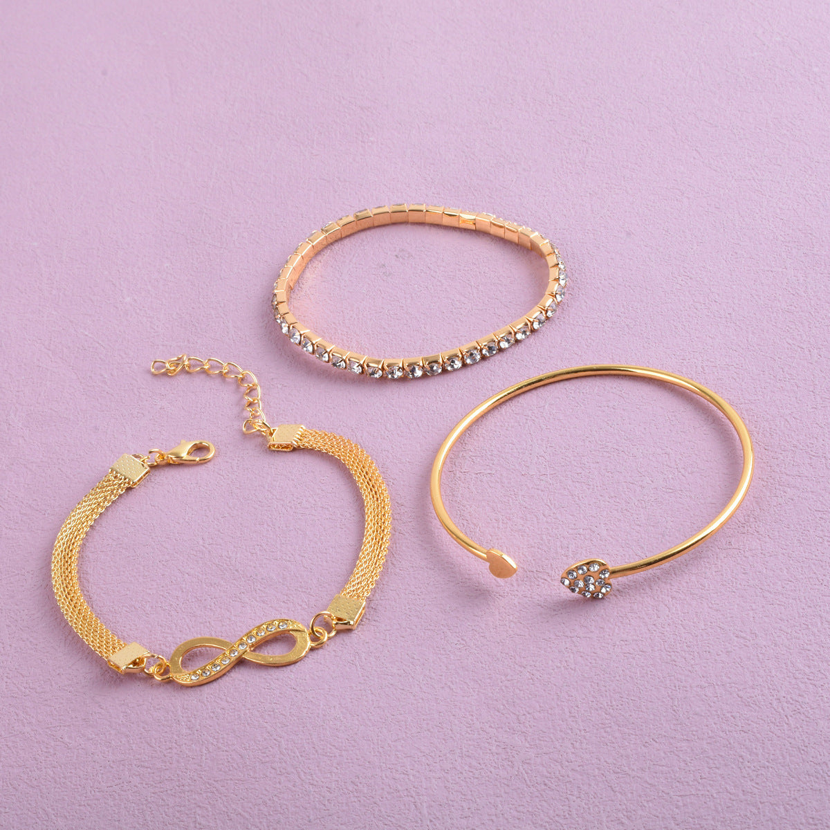 Heart Shape Gold Alloy Bangle For Women In With Electroplated Finish