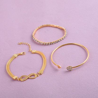 Heart Shape Gold Alloy Bangle For Women In With Electroplated Finish
