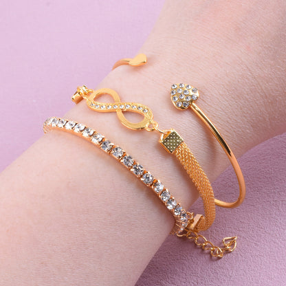 Heart Shape Gold Alloy Bangle For Women In With Electroplated Finish