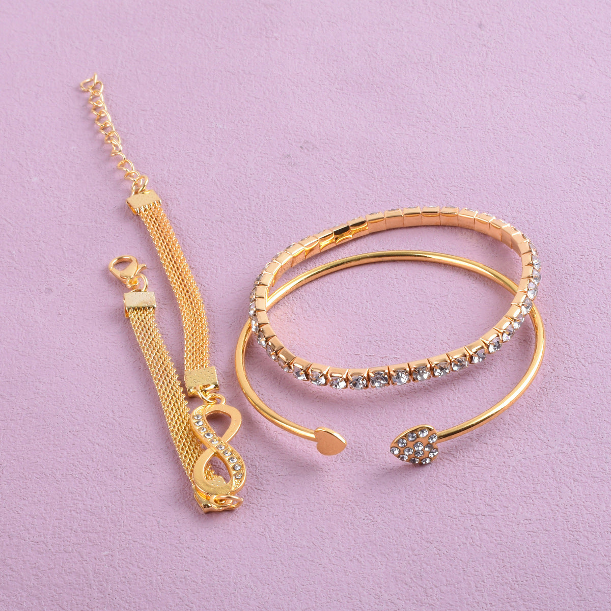Heart Shape Gold Alloy Bangle For Women In With Electroplated Finish