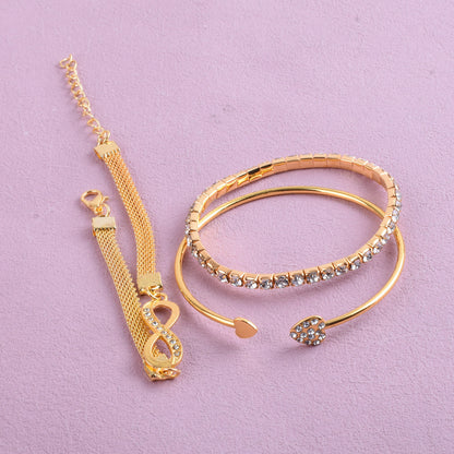 Heart Shape Gold Alloy Bangle For Women In With Electroplated Finish