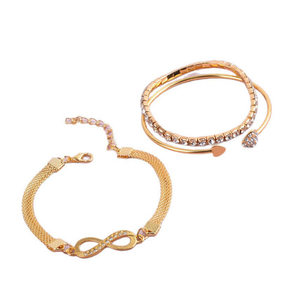 Heart Shape Gold Alloy Bangle For Women In With Electroplated Finish