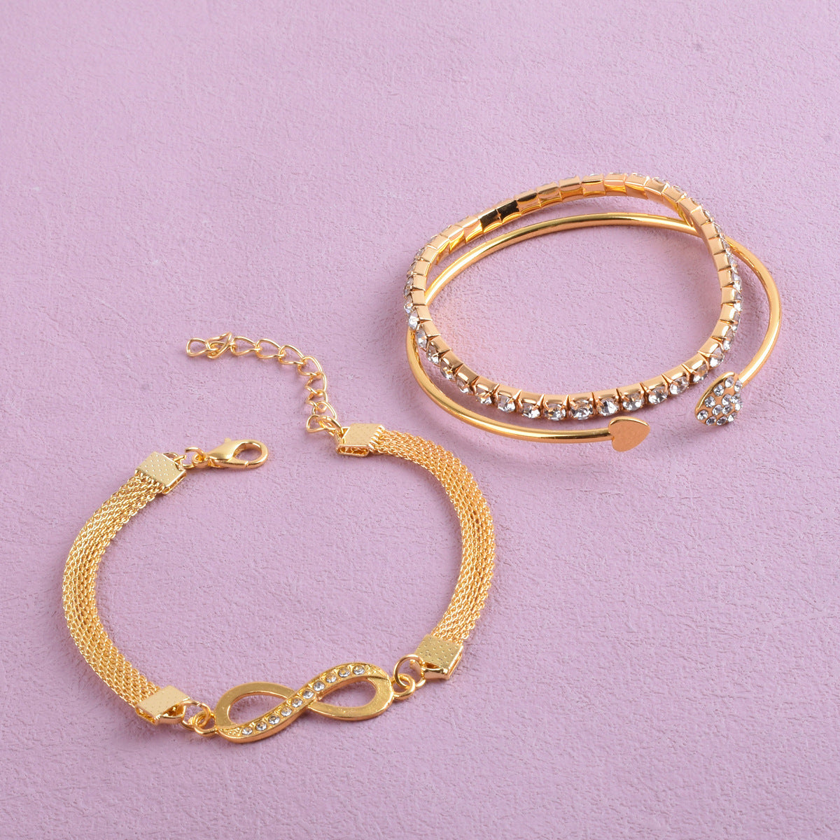 Heart Shape Gold Alloy Bangle For Women In With Electroplated Finish