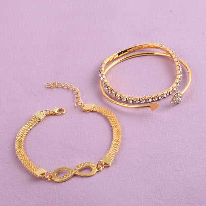Heart Shape Gold Alloy Bangle For Women In With Electroplated Finish