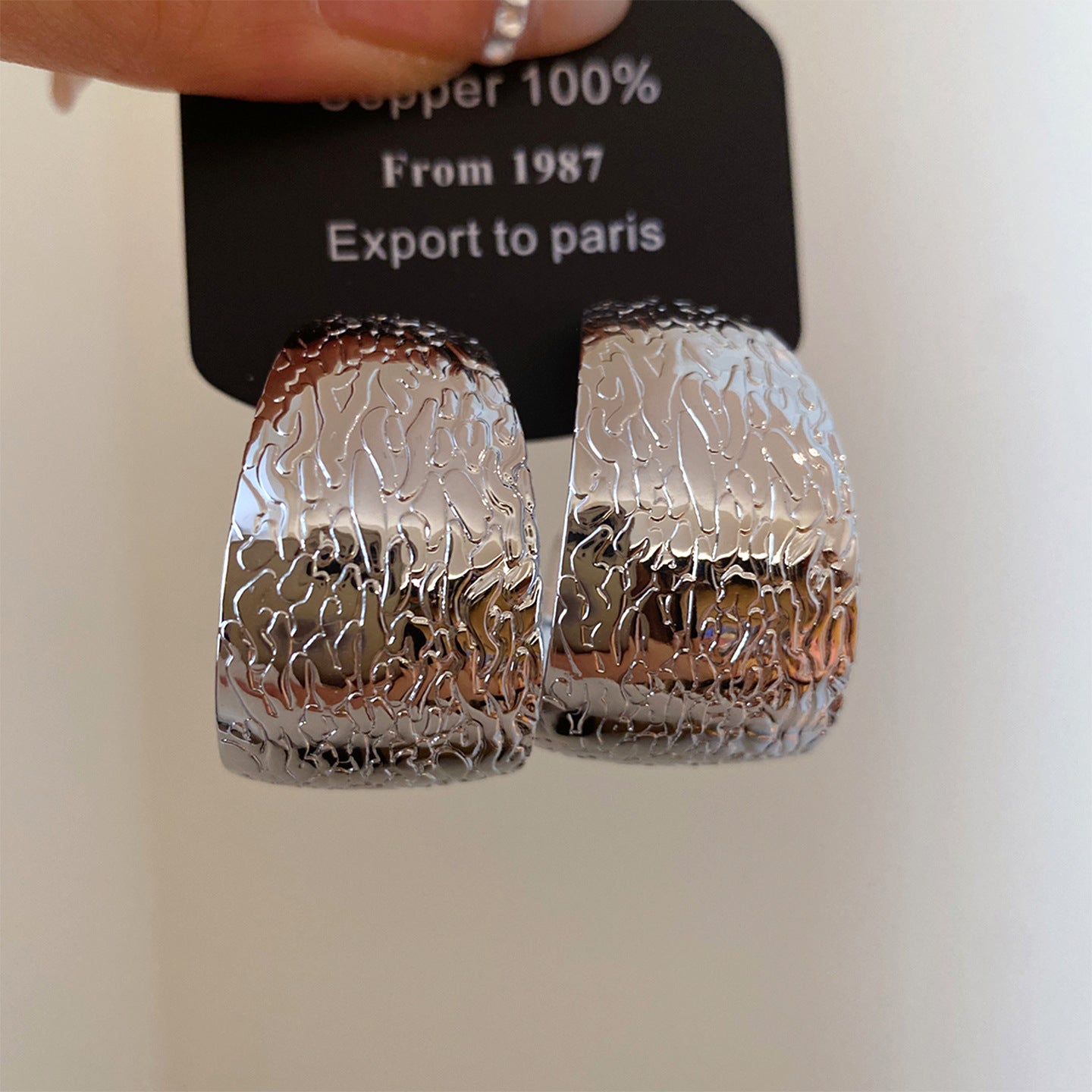 C Shape Stud Earrings For Women In Gold Iron With Featuring Folds Craft