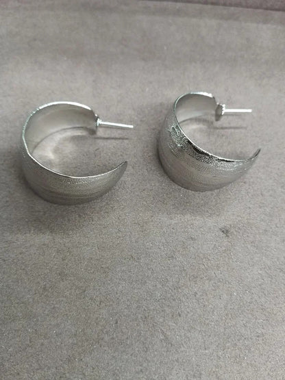 C Shape Stud Earrings For Women In Gold Iron With Featuring Folds Craft