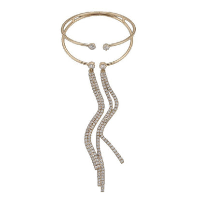 Simple Style Tassel Copper Bangle For Women With Rhinestone Inlay