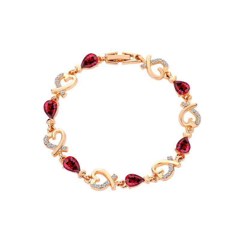 Vintage Style Three-dimensional Heart Shape Bracelet In Red Alloy With Crystal Inlay, Unisex Design