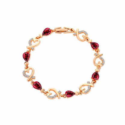 Vintage Style Three-dimensional Heart Shape Bracelet In Red Alloy With Crystal Inlay, Unisex Design