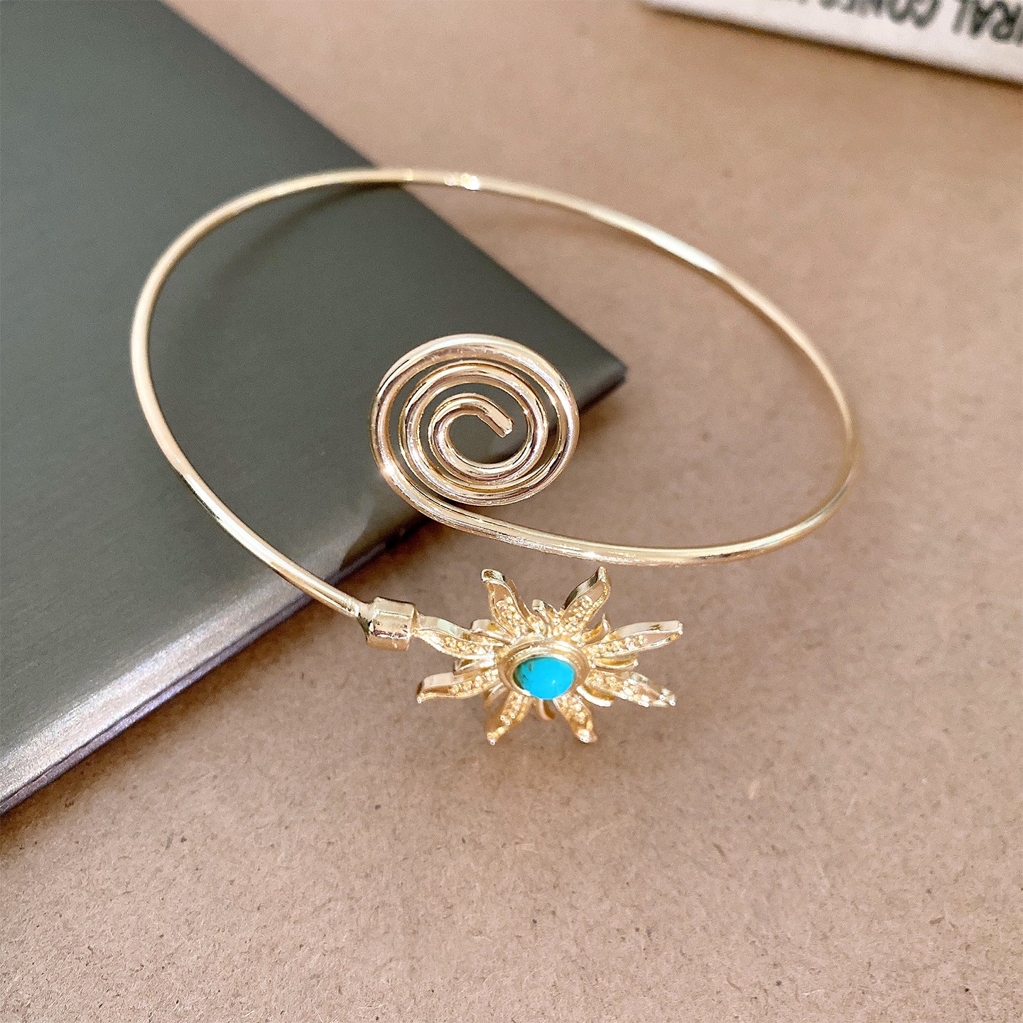 Simple Style Tassel Copper Bangle For Women With Rhinestone Inlay