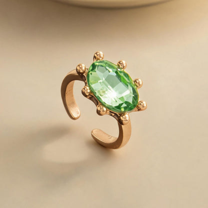 Geometric Open Rings For Women In Gold Alloy Featuring Rhinestones With Claw Setting