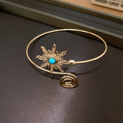 Simple Style Tassel Copper Bangle For Women With Rhinestone Inlay