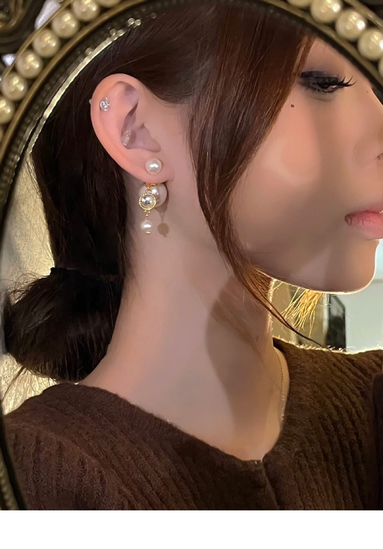 Handmade Round Gold Stud Earrings For Women With 304 Stainless Steel Alloy Posts
