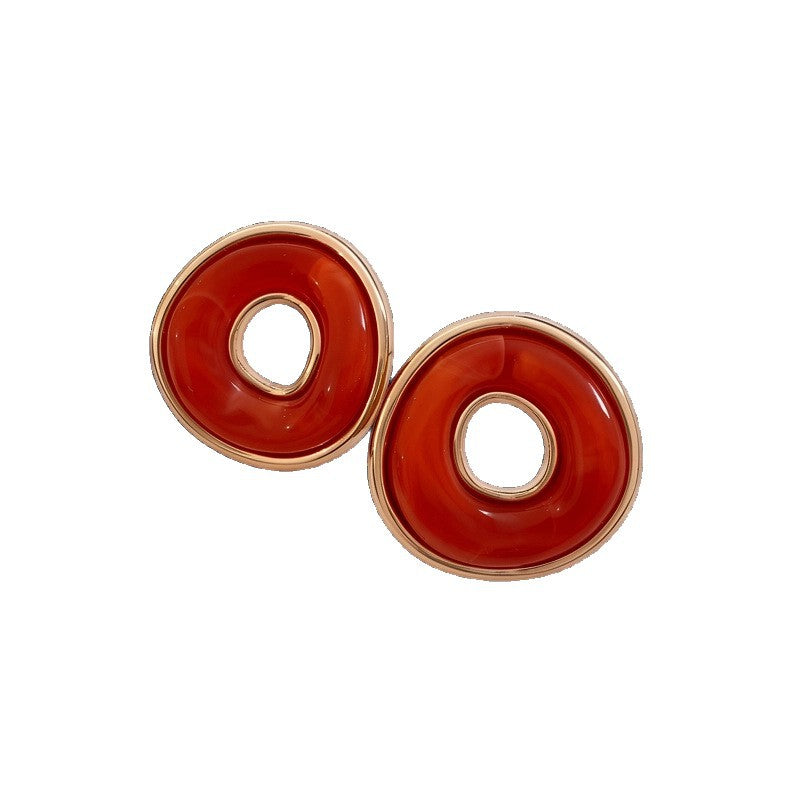 Handmade Geometric Gold Acrylic Stud Earrings With 304 Stainless Steel Posts For Women
