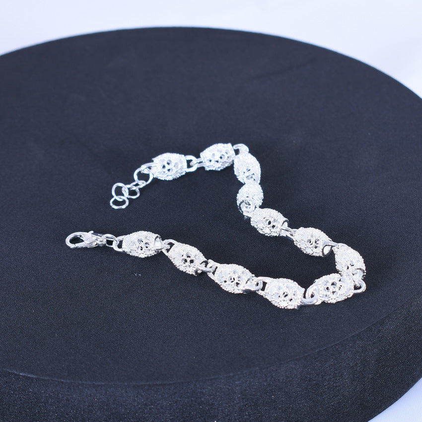 Flowers Bracelet For Unisex, Silver Plated Zinc Alloy With Electroplated Gold Finish