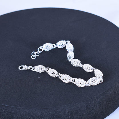 Flowers Bracelet For Unisex, Silver Plated Zinc Alloy With Electroplated Gold Finish