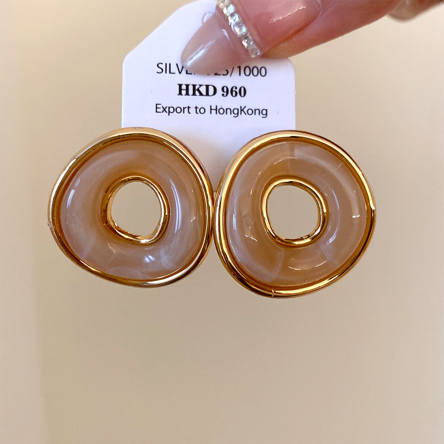 Handmade Geometric Gold Acrylic Stud Earrings With 304 Stainless Steel Posts For Women