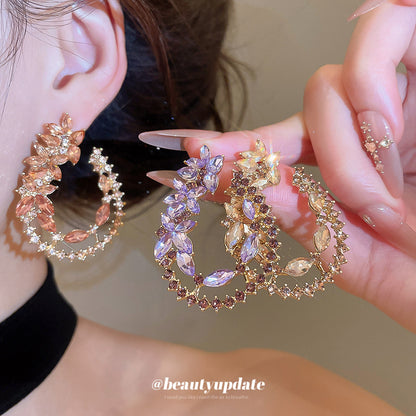 Gold Water Droplets Stud Earrings For Women Featuring Alloy And 304 Stainless Steel With Rhinestone Inlay
