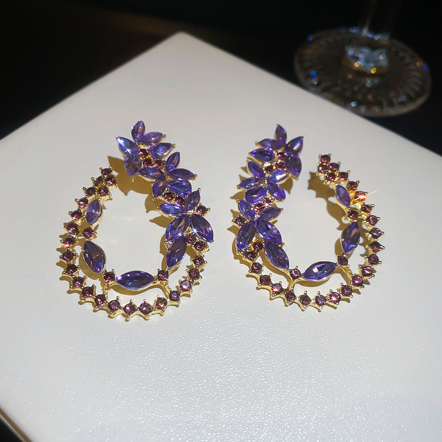 Gold Water Droplets Stud Earrings For Women Featuring Alloy And 304 Stainless Steel With Rhinestone Inlay