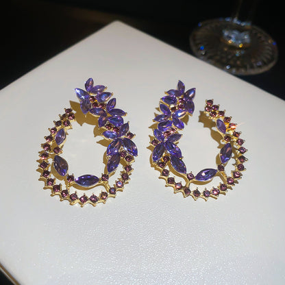Gold Water Droplets Stud Earrings For Women Featuring Alloy And 304 Stainless Steel With Rhinestone Inlay