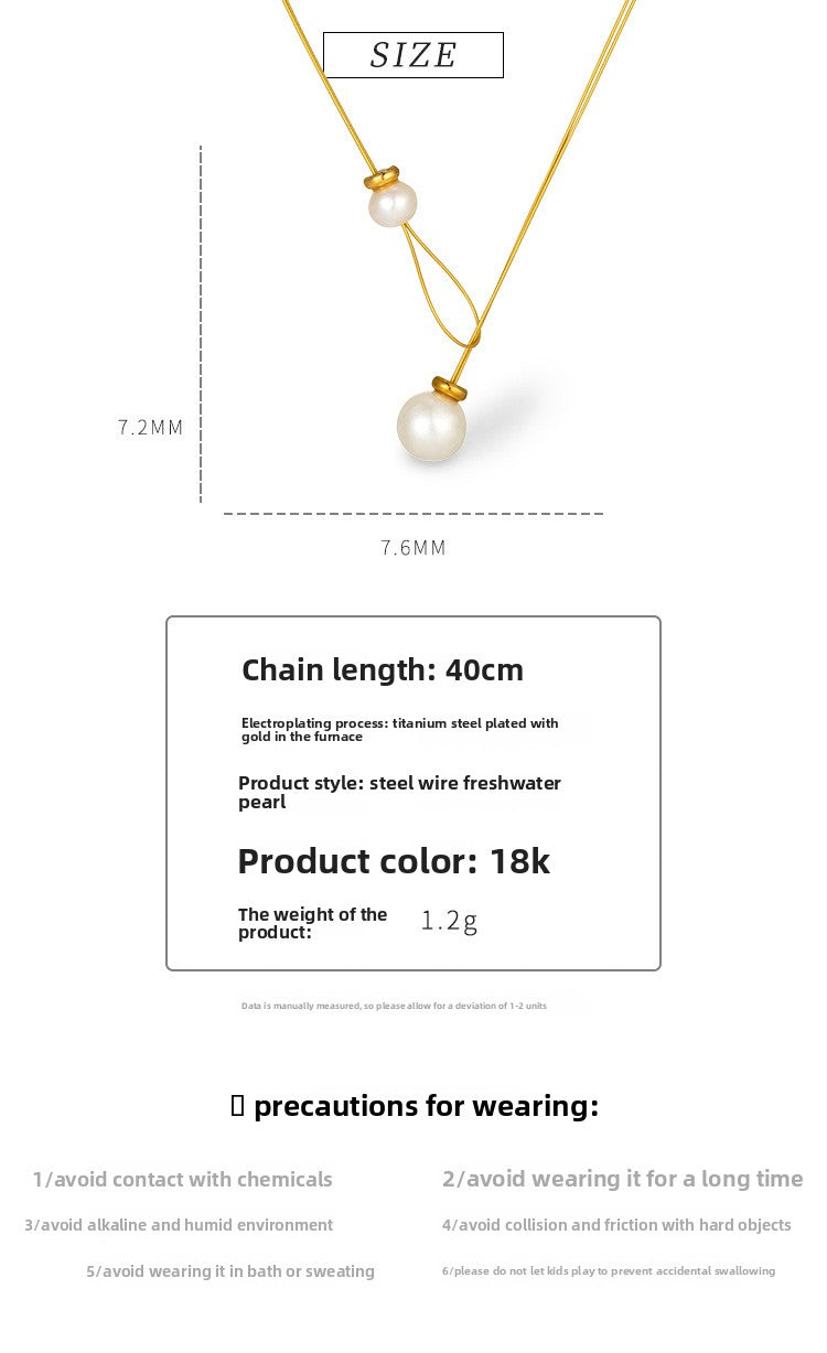 Simple Style Gold Necklace For Women With Titanium Steel Chain, Electroplated With 18K Real Gold Plated Finish