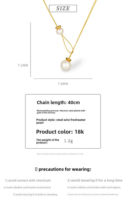 Simple Style Gold Necklace For Women With Titanium Steel Chain, Electroplated With 18K Real Gold Plated Finish